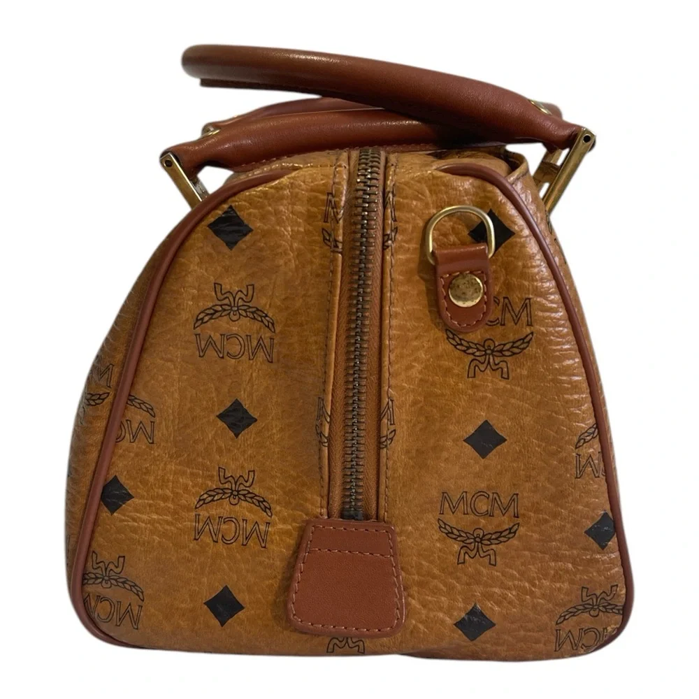 MCM Cognac Leather Satchel‎ with Monogram